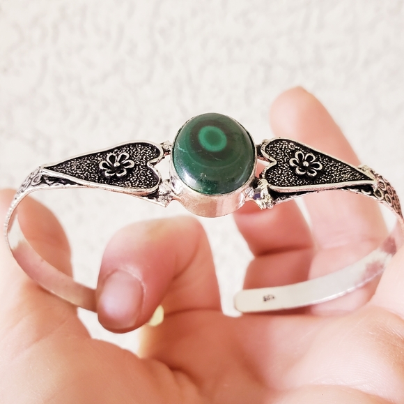 New Malachite 925 Silver Open Cuff Bracelet. - Picture 3 of 15